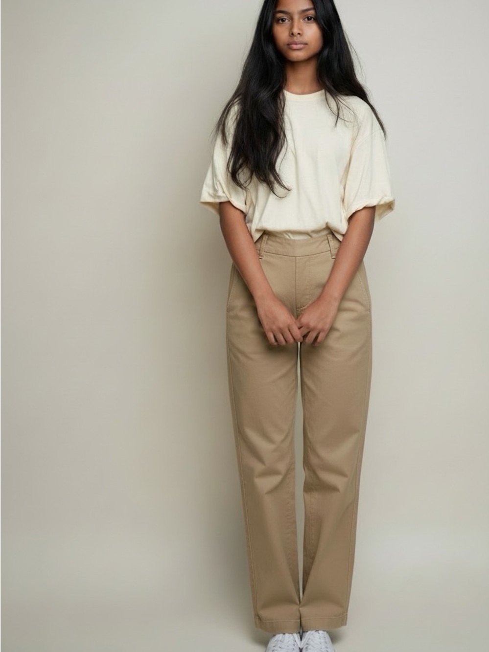 Everlane Womens Button Fly Straight Chino Pants in Khaki 00